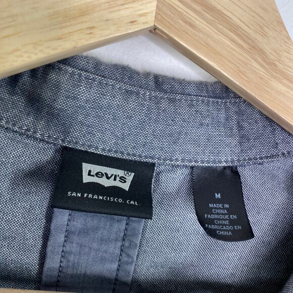Levi's Blue Grey Button Front Long Sleeve Over Shirt Men's Size Medium M - Picture 5 of 8